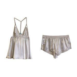 Betsey Johnson Satin Tank and Boxer Shorts Set